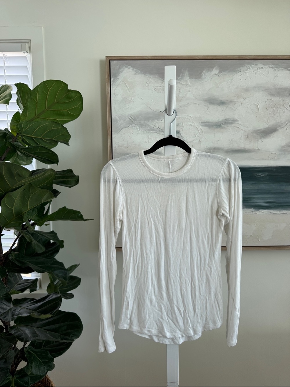 White Lulu ribbed long sleeve